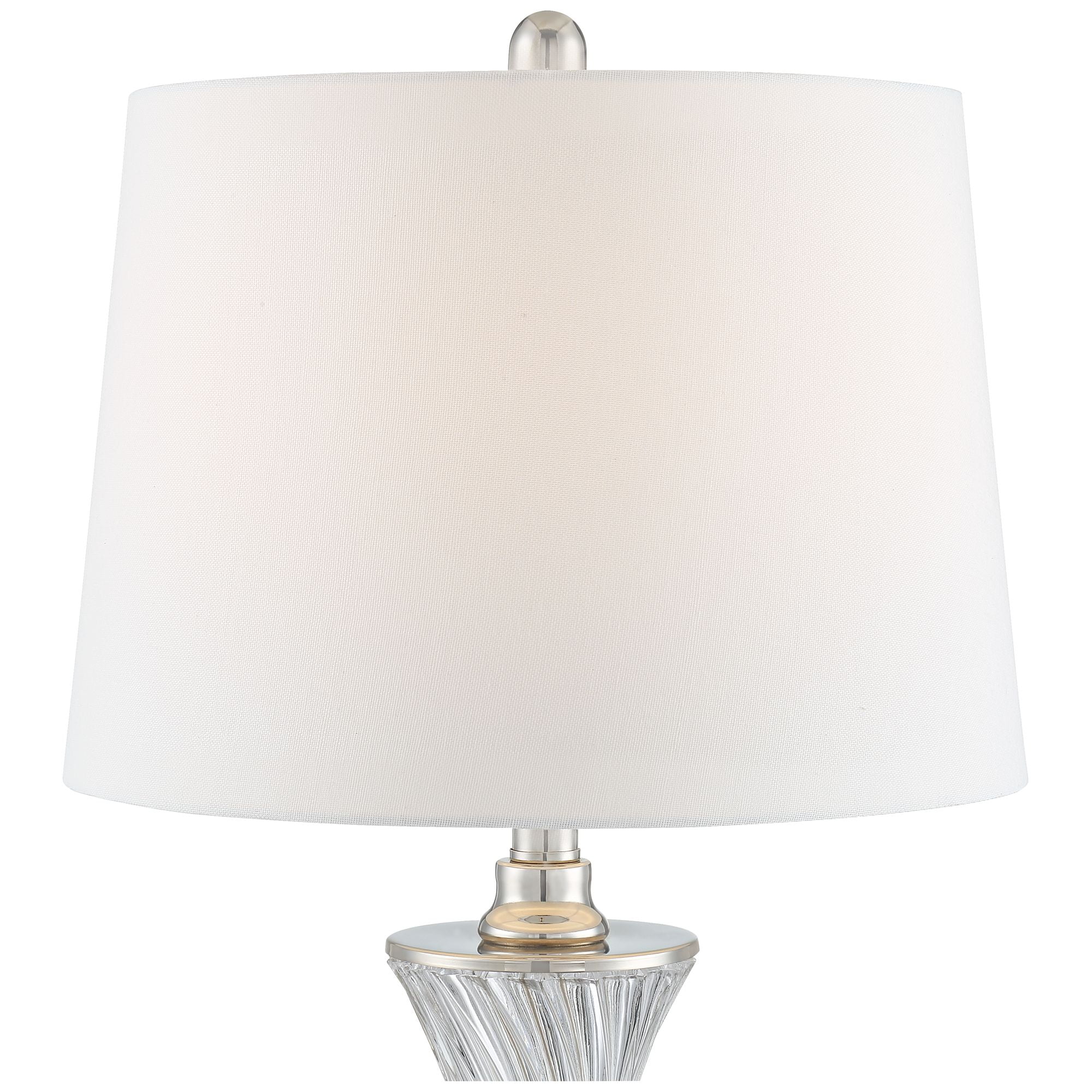 Regency Hill Luca Modern Table Lamps 25 1/2" High Set of 2 Twisted Glass with USB Charging Port White Drum Shade for Bedroom Living Room Office Desk