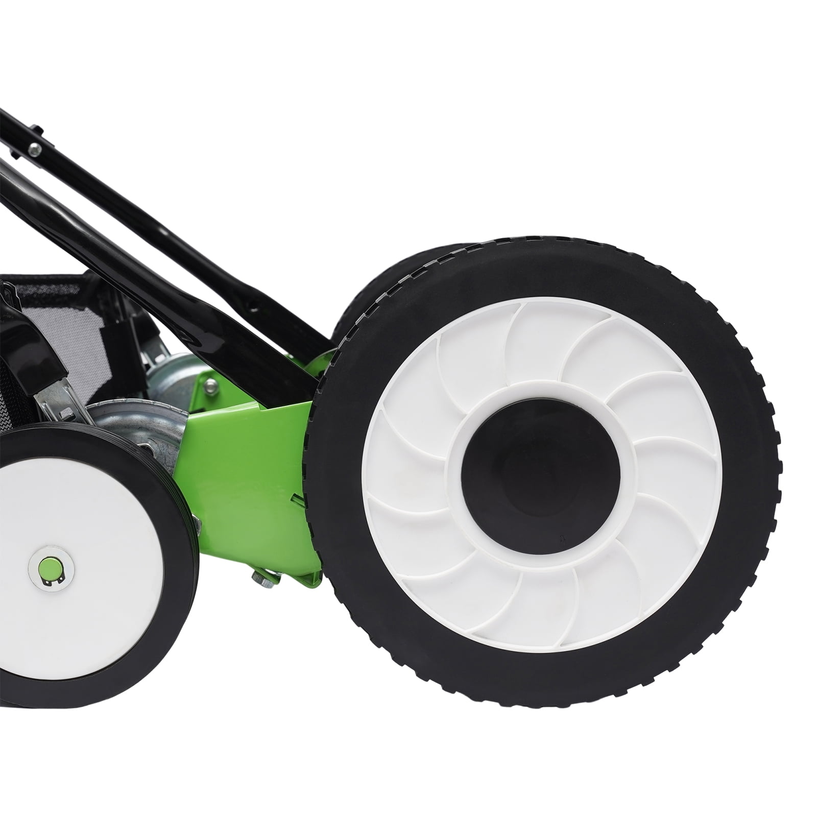 ChicHomey 16"Cordless Manual Reel Lawn Mower,5-Blades Lawn Mover Adjustable Cutting Height Grass Cutter with Grass Catcher, Green