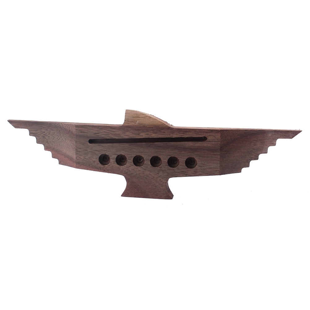 PAMINGONO 1Set Coffee Swallow Shape Wood Guitar Bridge and Accessories for Folk Guitar Replacement 11.9 x 2.1 x 0.4in