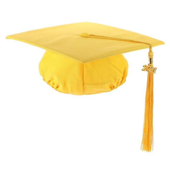 ETHZZLE 1Pc Yellow 2021 Graduation Cap Practical Headgear with Tassel for Stylish Bachelor Party Adornment