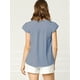 thumbnail image 5 of Camiseta Manga Tulipán Cuello En V Básico Para Mujer Allegra K Azul gris oscuro M, 5 of 6