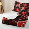 thumbnail image 4 of Erosebridal Marble Hexagon Gold Leaf Quilt Full,Red Geometric Print Full Bedspread Sets For Adults,3-Piece, 4 of 7