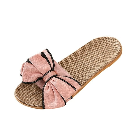 

Shoes for Women Fashion Summer Slippers Indoor And Outdoor Flat Bottom Lightweight Bow Beach Leisure Shoe