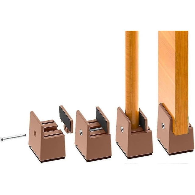 Pack Of 4 Bed Riser 2 Inch Adjustable Screw Clamp, Furniture Riser 5cm Suitable For Bed Foot Thickness From 0 To 1.5 Inches, Robust Bed Riser For Sofa