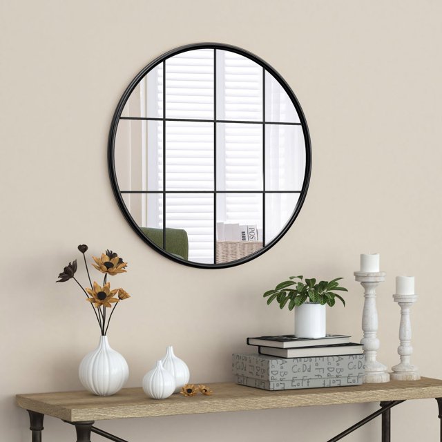 Appollo Miroir Encadré en Métal Harlow Moderne 71 cm (28 Po) Fenêtre Ronde