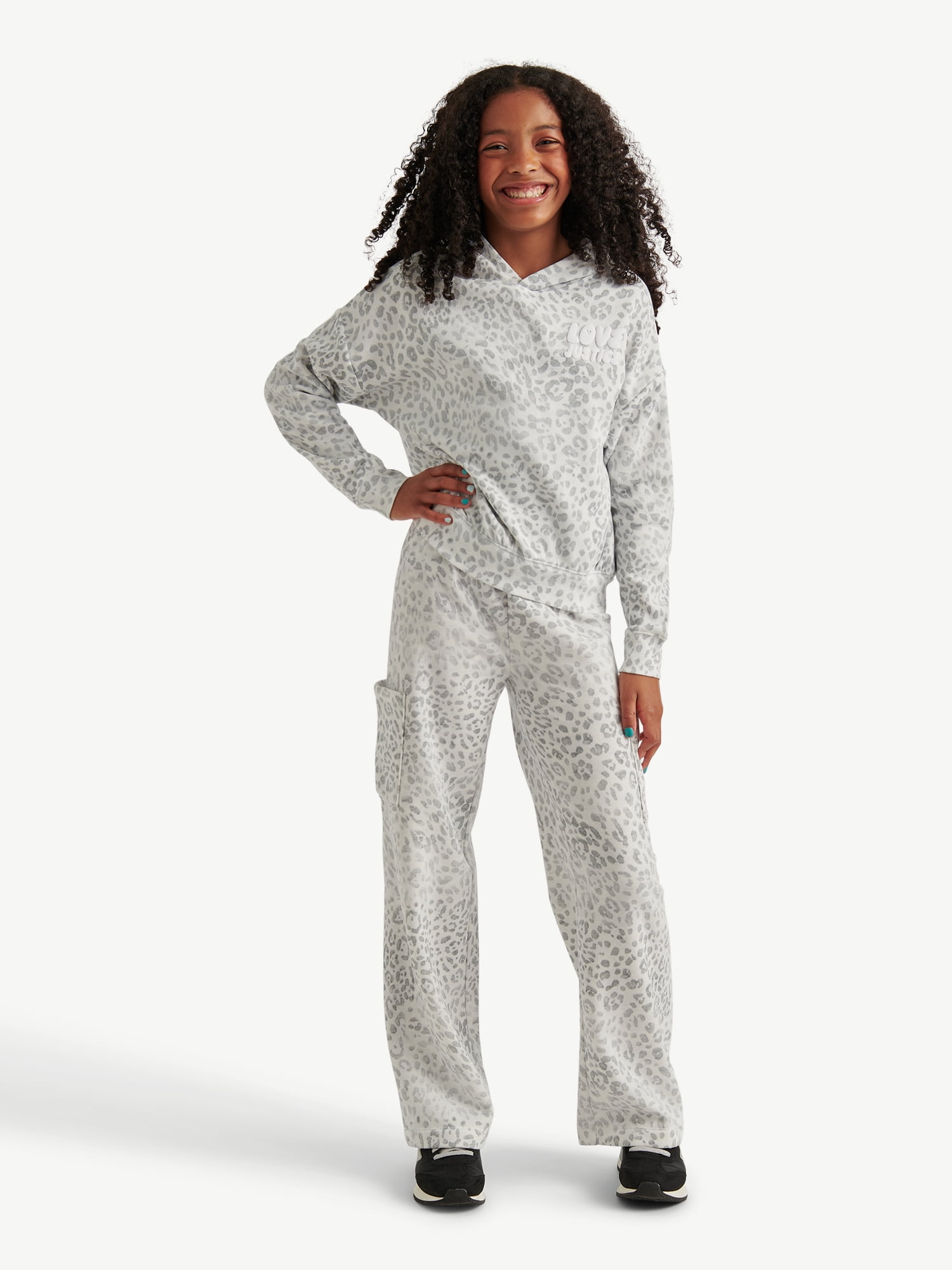 Justice Girls Fleece Cargo Wide Leg Pants, Sizes XS - XLP