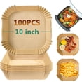 thumbnail image 1 of Air Fryer Disposable Paper Liner Square, 10 Inch Air Fryer Parchment Paper Liners 100 PCS, Air Fryer Liners Non-Stick Oil Resistant, Waterproof, Food Grade Baking Paper for Roasting Microwave, 1 of 7