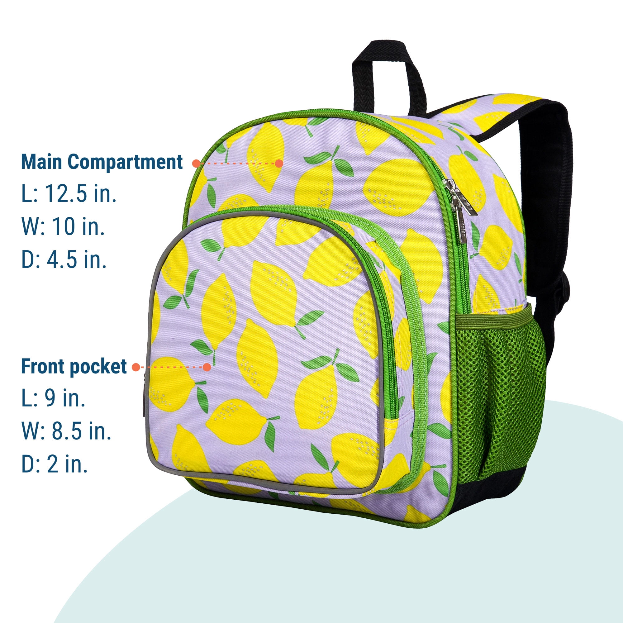 Wildkin Kids 12 Inch Backpack for Toddler Boys and Girls, Insulated Front Pocket (Lilac Lemonade)