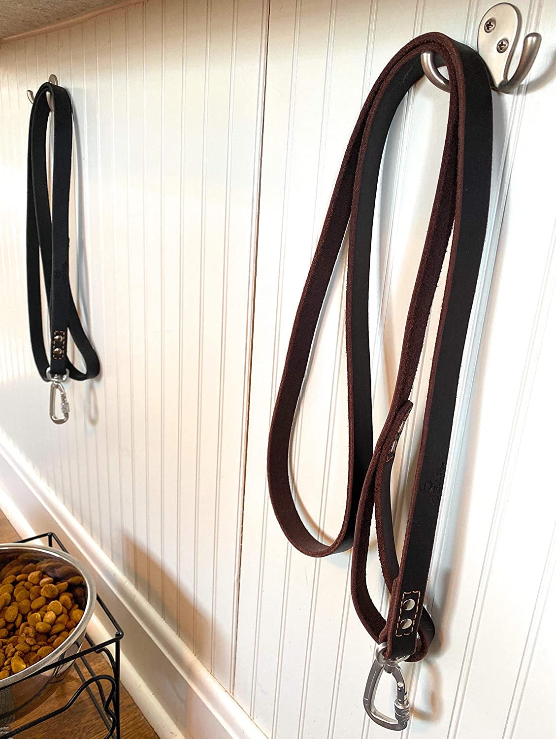 Enthusiast Gear Leather Dog Leash with Locking Carabiner | Strong and Soft Leash for Large and Medium Dogs | 6 Ft Long x ¾”