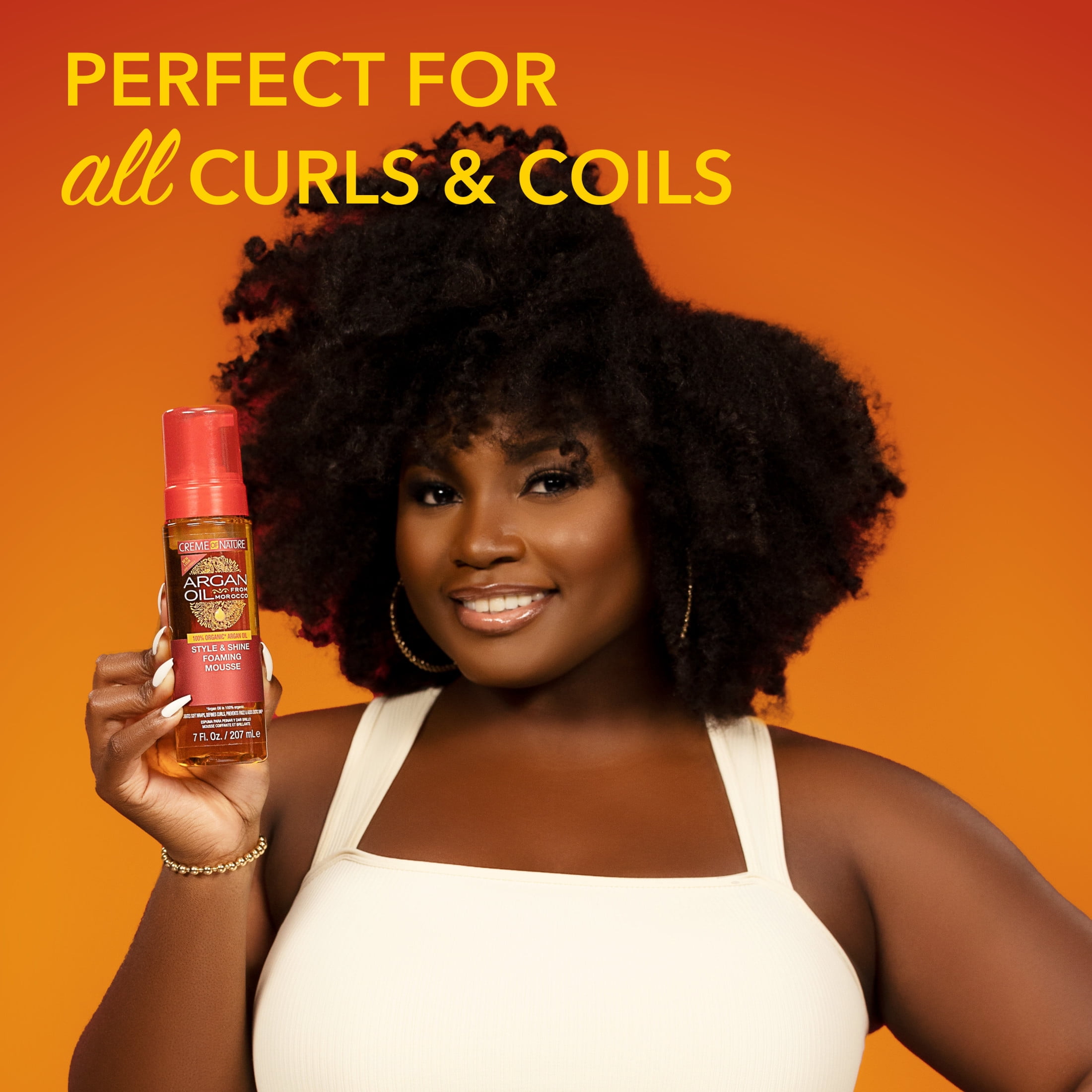 (2 pack) Creme of Nature Argan Oil Style & Shine Foaming Mousse, Curl Defining, 7 fl oz