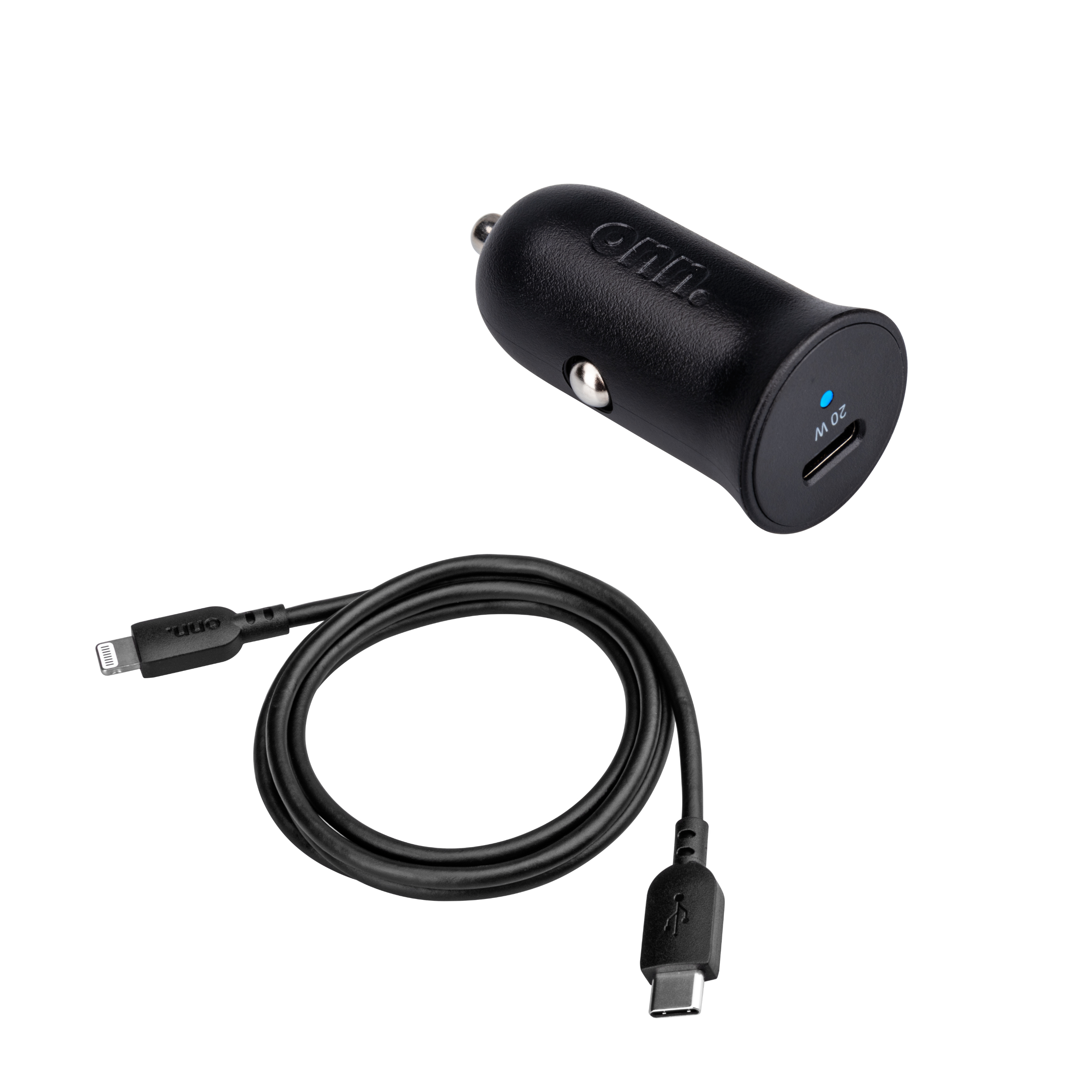 Onn 20W USB-C Car Charger with Lightning Cable photo 1