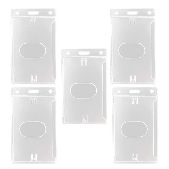 HOMEMAXS 5pcs Plastic ID Badge Holder with Side Insert Transparent Design Clear Hard Plastic ID Card Badge Holder for Easy Identification for Office School Conferences Events