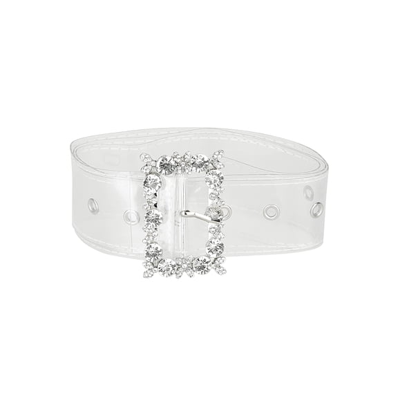 INSPIRE CHIC Halloween Ladies Grommet Clear Waist Belts for Jeans Transparent Belts Pin Buckle Clear