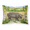 Black Pig with Sunflowers Fabric Standard Pillowcase-30 x 20.5-