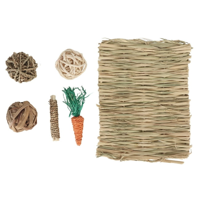 Grass Mat Ball Toy, Teeth Grinding Hamster Chew Toy Set Prevent Corrosion For
