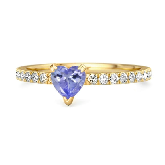 1.65 Cts Tanzanite 925 Sterling Silver Gold Vermeil Heart Ring Unique Lovers Women Valentines Day Gifts Ring