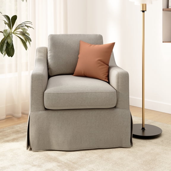 Bush Home Harper Swivel Accent Chair with Slipcover in Sand Basketweave Fabric