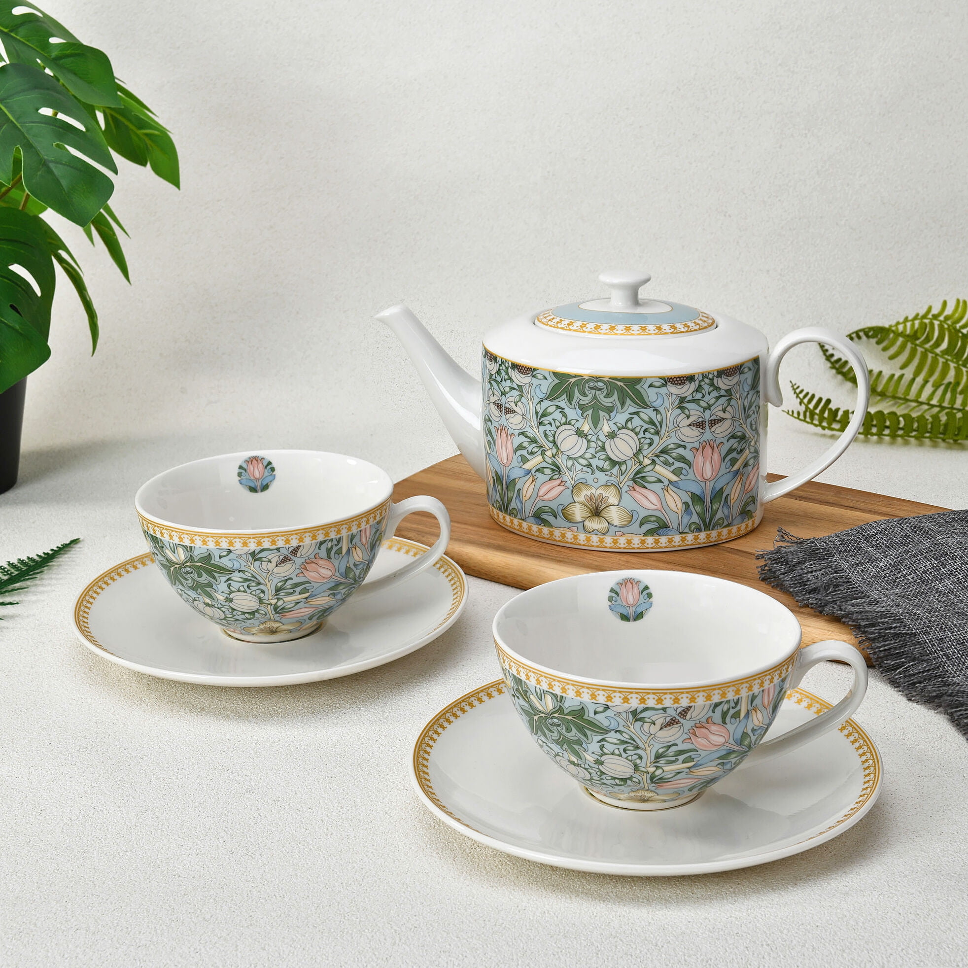 Porcelain Teapot Tea For Two Teapot And Cup Set Numhew 22-Piece 6-Cup White  Porcelain