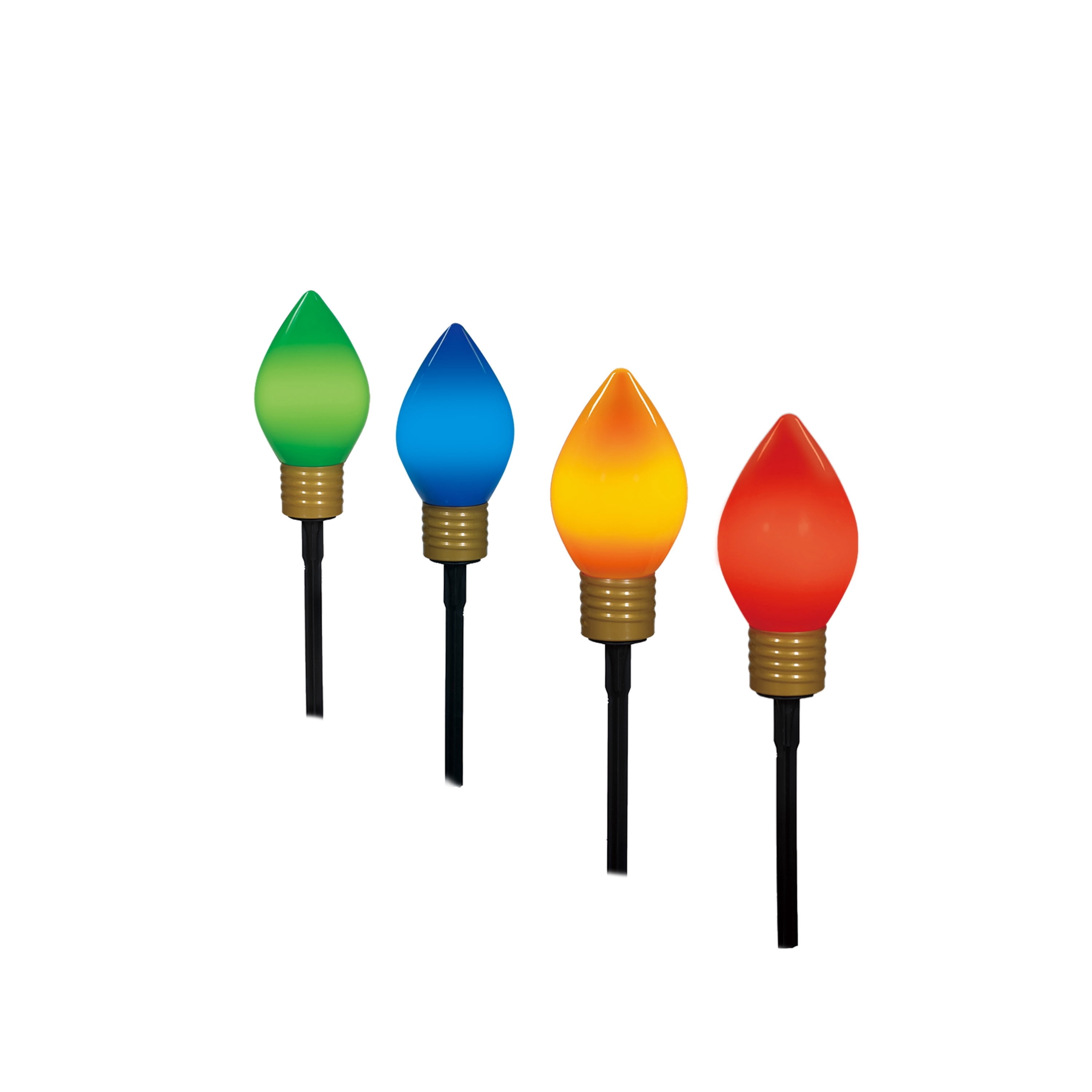 Indoor/Outdoor Jumbo LED C9 Christmas Bulb Pathway Lights, Ceramic Multicolor, Set of 4, by Holiday Time