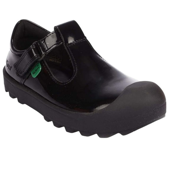 Kickers Boys/Girls Plunk Coated Leather T-Bar School Shoes