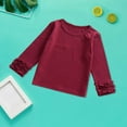 thumbnail image 4 of Baby Toddler Girl Long Sleeve Blouse Kids Solid Color Basic Tee Tops Little Girls Ruffle Cuffs T-Shirts Girls Clothes, 4 of 4