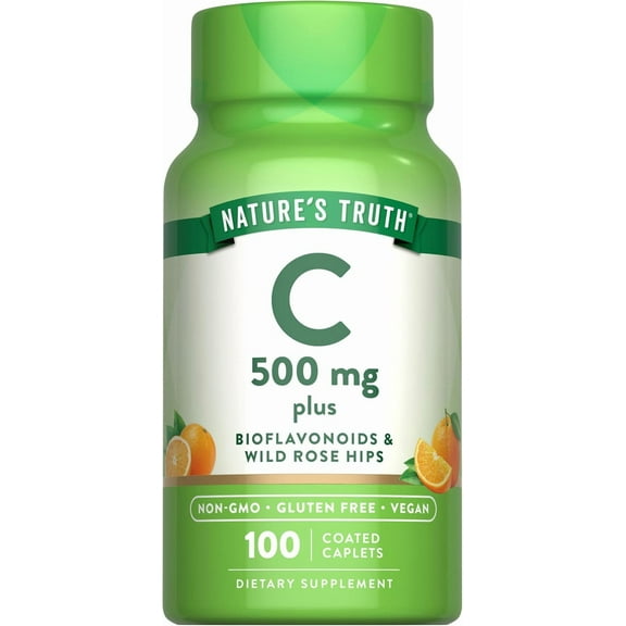 Vitamin C with Rose Hips and Bioflavonoids | 500mg | 100 Caplets | by Nature's Truth