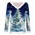 thumbnail image 4 of asdoklhq Women's Tops Fashion Women's Casual V-Neck Christmas Printing Casual Long Sleeve Fashion Top Blouse Blue 3X, 4 of 5