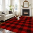 thumbnail image 3 of Christmas Farmhouse Washable Area Rug 8 x 10 ft Classical Red Black Buffalo Plaid, Soft Non Slip Rugs Stain Repellent Indoor Felt Carpet for Living Dining Room Bedroom Home Office, 3 of 9