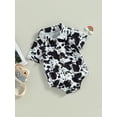 thumbnail image 3 of Wassery Western Baby Boy Clothes Cow Print Shirt Romper Short Sleeve Button Down One Piece Bodysuit Summer Gentleman Outfit, 3 of 7