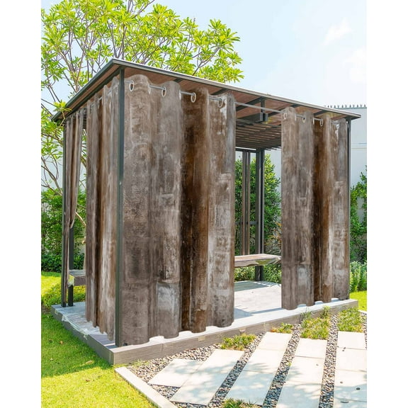 Outdoor Curtains for Patio, Brown Waterproof Blackout Outside Curtain for Porch/Pergola/Gazebo, Retro Oil Painting Modern Abstract Art Aesthetics Thermal Insulated Drapes, 1 Panel, 54 x 84 Inch