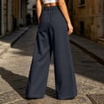 thumbnail image 5 of Inverlee Women's Front Seam Wide Leg Dress Pants Elastic High Waist Loose Business Casual Trousers Dark Gray M, 5 of 8