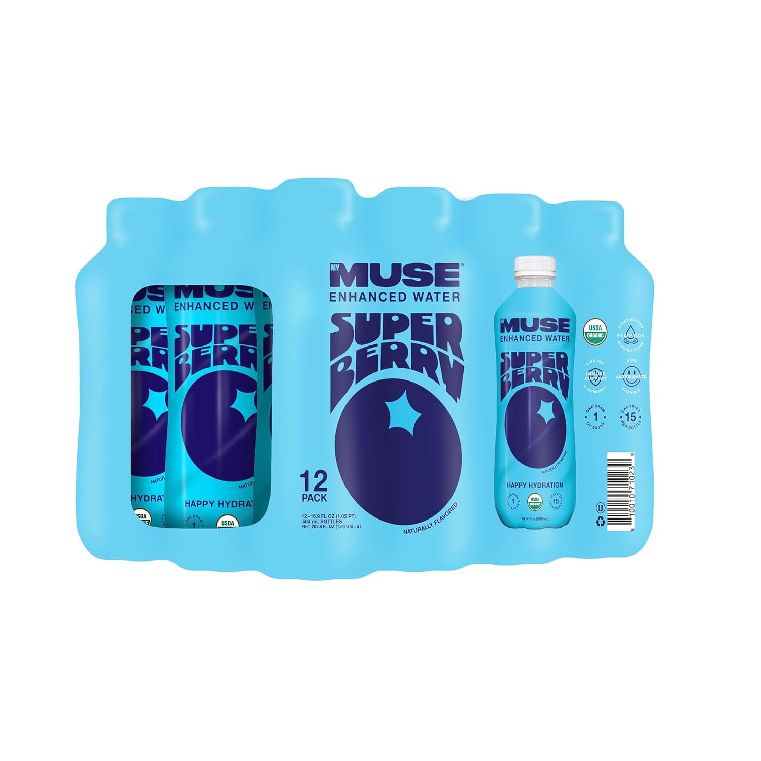 Pack of 12, My Muse Super Berry Enhanced Water, 16.9 fl oz