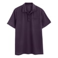 thumbnail image 5 of Men's Casual Short Sleeve Polo Shirts Classic Button Summer Collared Golf Top T-Shirt with Pocket Purple M by Awwp, 5 of 9