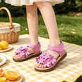 thumbnail image 3 of Girls Sandals Comfort Summer Outdoor Casual Beach Shoes with Flower Anti Rubber Sole(Red,4-5 Years), 3 of 3