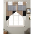 thumbnail image 2 of Brown Grey Swag Valances for Windows, Modern Brown Geometric Rod Pocket Sheer Valances for Small Windows, Swag Toppers Light Filtering for Kitchen Living Room 2 Panels 28''x36'', 2 of 6