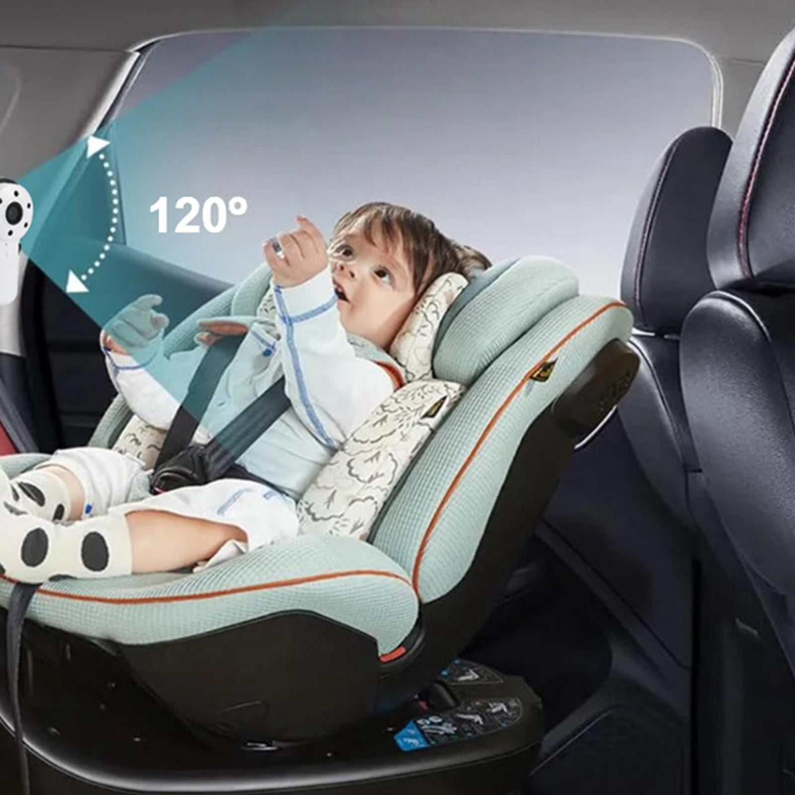 4.3 Inch Car Baby Monitor, 1080P 120° Wide Angle Auto Infrared Night Vision, Tool-Free Installation Suction Mount, HD IPS LCD Display, for Car Seat Baby Monitoring Road Trips Daily Commutes
