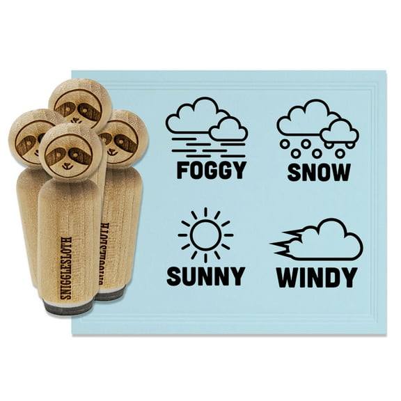 Weather Day Planner Sunny Windy Snowy Foggy Rubber Stamp Set for Scrapbooking Crafting Stamping - Mini 1/2 Inch