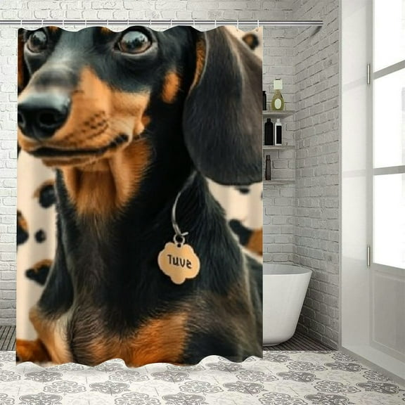 BCIIG Dachshunds Bathroom Décor Set with Hooks, Premium Polyester Fabric Shower Curtain for Bathroom Decoration 36"x72