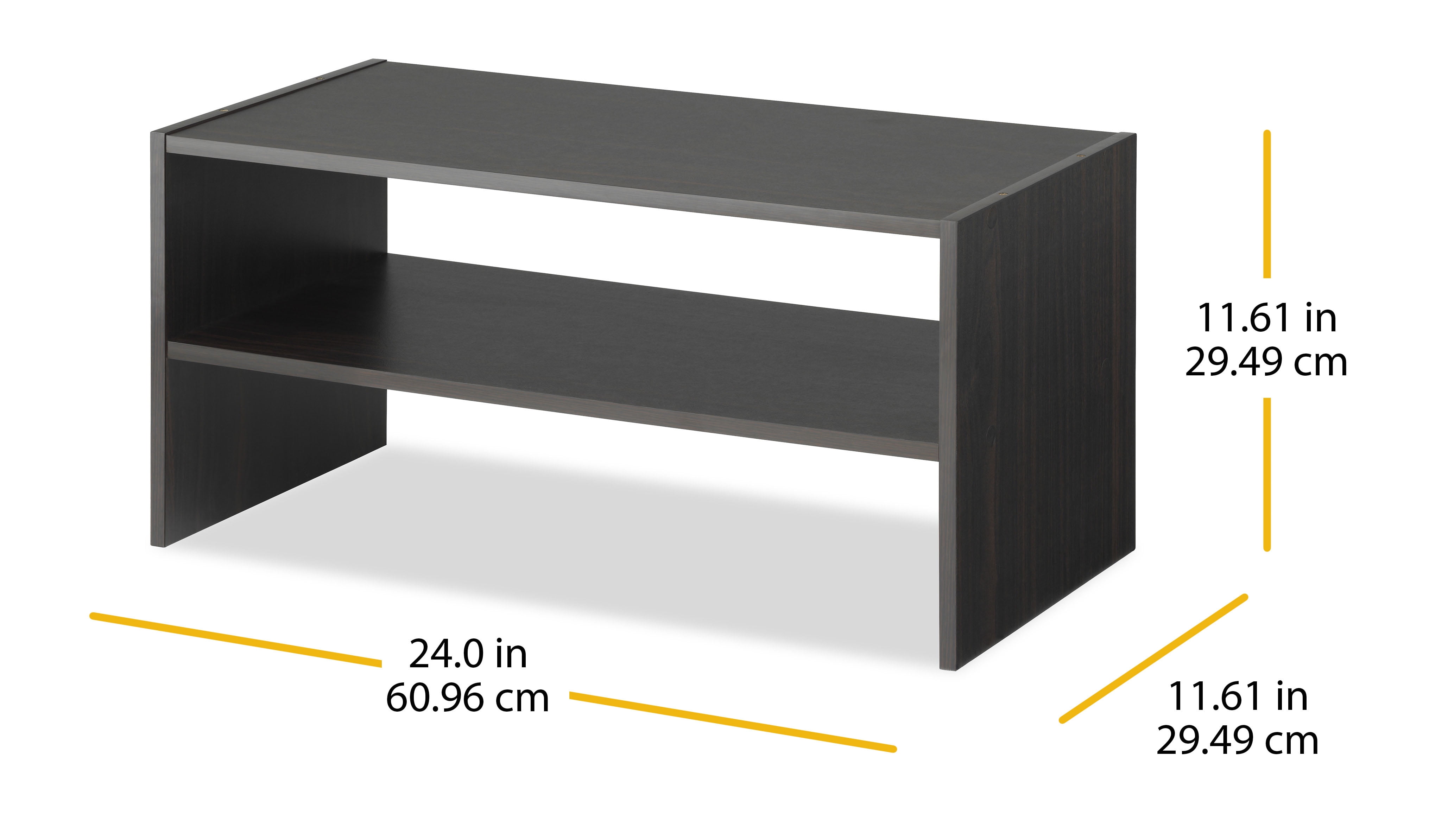 Whitmor Wood Stackable 2-Tier 9 Pair Shoe Rack - 24-inch Shoe Organizer Shelf - Espresso