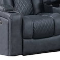 thumbnail image 4 of Benzara Elva Upholstered Leather Power Reclining Loveseat in Dark Blue, 4 of 5