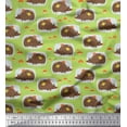 thumbnail image 1 of Soimoi Green Rayon Fabric Leaves,Mushroom & Porcupine Cartoon Printed Fabric 1 Yard 42 Inch Wide, 1 of 3