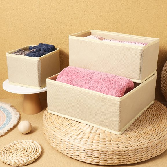 LOLIPPYY 6 Pcs Underwear Organiser Set Non Woven Beige for Closet Storage