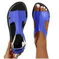 thumbnail image 4 of Viluyesy Womens Flat Sandals, Ankle Strap Wide Width Open Toe Ladies New Style Shoes Blue, 4 of 5