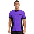thumbnail image 1 of Hansber Unisex Lightweight Chef Coat Professional Cook Chef Jacket Kitchen Work Uniform for Men and Women Purple M, 1 of 5