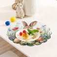 thumbnail image 5 of Kumdkd Easter Placemats Set of 4, 14.96in Round Bunny Print Table Mats with Lace Edge, Linen Seasonal Decor for Spring, Summer, and Holiday Dining Table Decorations, 5 of 6