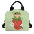 thumbnail image 2 of Yuyamidu Frog Lunch Box for Girls 6-8 Strawberry Insulated Lunch Bag for Kids 2nd Grade/3rd Grade Adorable Cooler Bag Easy to Clean Lunch Tote Bag Student Lunch Food Container, Green, 2 of 7