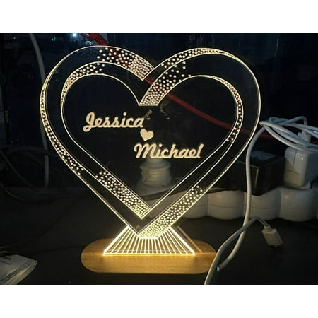 

Custom Night Light for Valentines Day Gift Anniversary gift Best gift for couple Gift for Her Names And Date - Engagement Gift