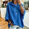 thumbnail image 2 of LNZGNM Hoodies for Women 3/4 Sleeve Solid Color Relaxed Hooded Everyday Breathable Pullover Daily Casual Outdoor,Blue(M), 2 of 7