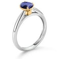 thumbnail image 3 of Gem Stone King 10K White and Yellow Gold Blue Iolite Solitaire Engagement Ring for Women (0.65 Cttw, Oval Checkerboard 7X5MM, Gemstone Birthstone, Size 5), 3 of 4