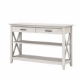 thumbnail image 1 of Console avec tiroirs et tablettes Key West de Bush Furniture, chêne blanc lin, 1 of 6